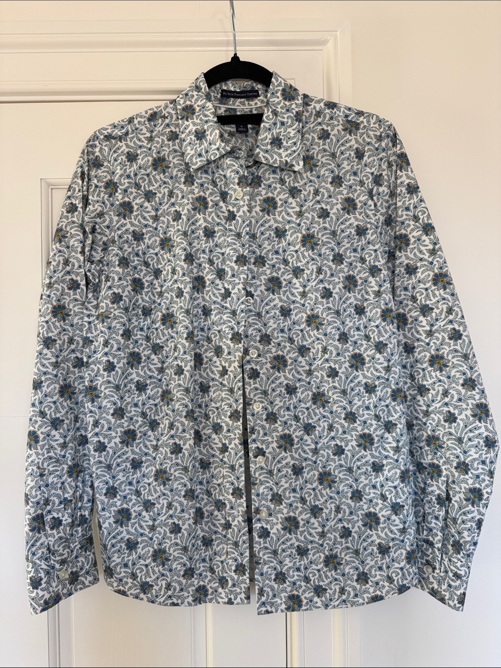 Land’s End Blue, White & Green Floral Shirt